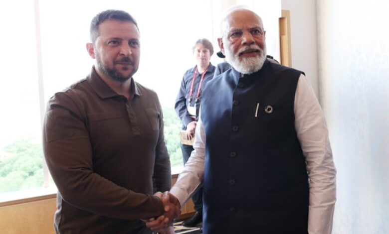 Indian PM Narendra Modi meets Ukrainian President Volodymyr Zelensky in Hiroshima