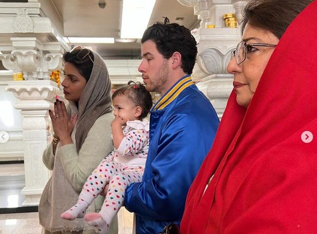 Priyanka Chopra and Nick Jonas take Daughter Malti Marie to a Mandir for her 2nd Birthday