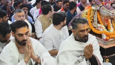 Suniel Shetty and Ahan Shetty Offer Prayers at Ujjain’s Mahakal Temple
