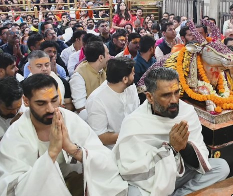 Suniel Shetty and Ahan Shetty Offer Prayers at Ujjain’s Mahakal Temple