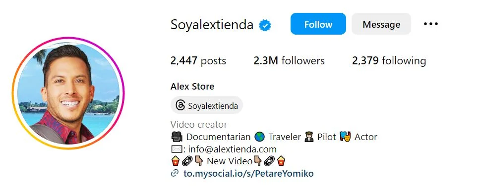 Alex Tienda's Instagram account