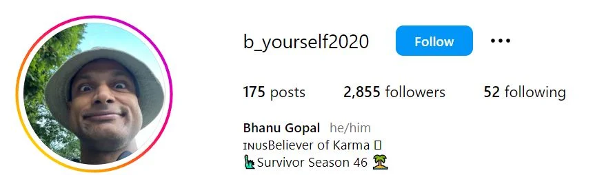 Bhanu Gopal's Instagram account