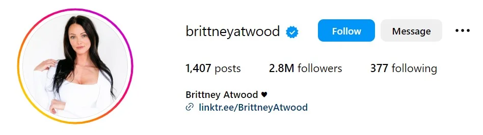 Brittney Atwood's Instagram account