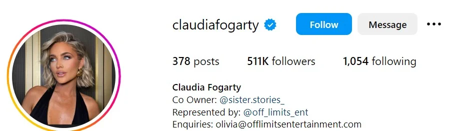 Claudia Fogarty's Instagram
