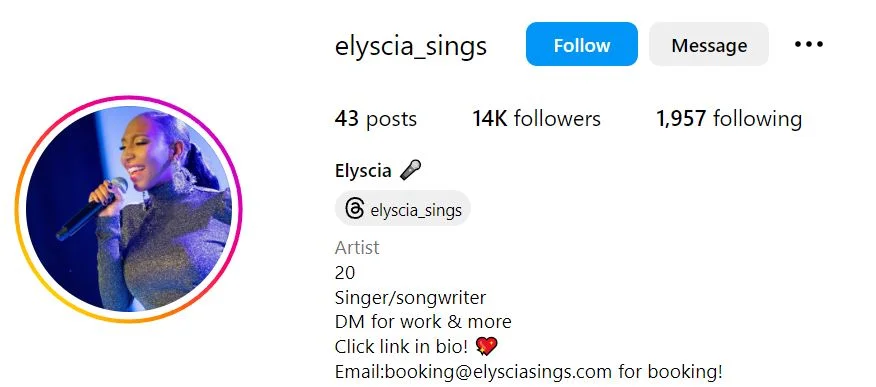 Elyscia Jefferson's Instagram account