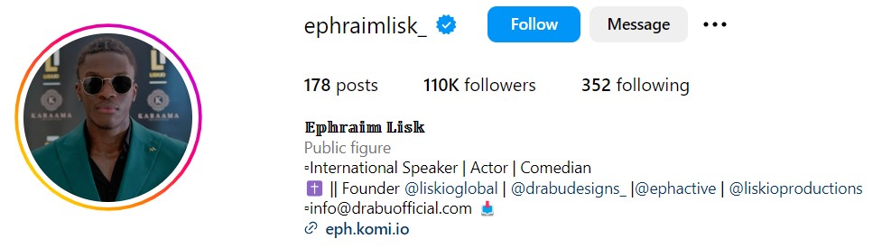Ephraim Lisk's Instagram