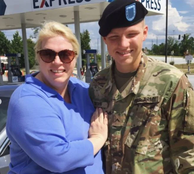 Garrison Brown and his mother