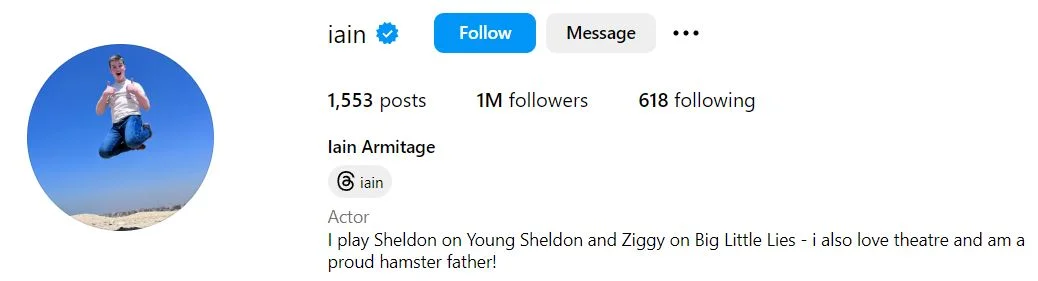 Iain Armitage's Instagram