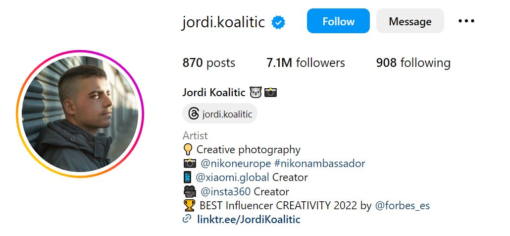 Jordi Koalitic's Instagram