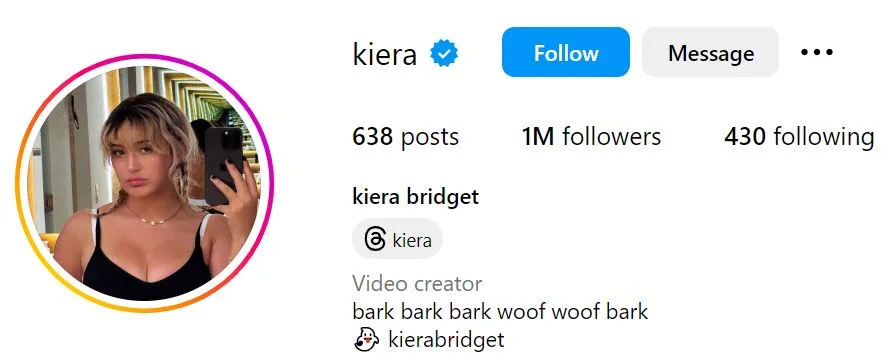 Kiera Bridget's Instagram
