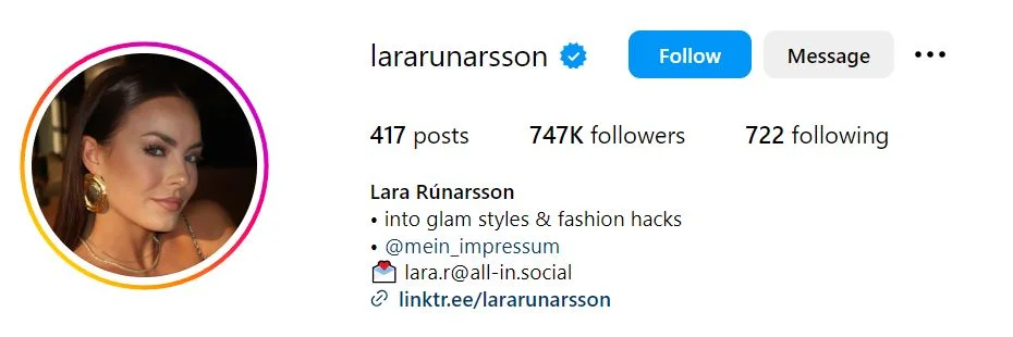 Lara Runarsson's Instagram