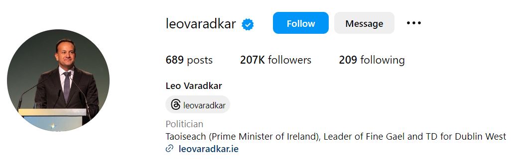 Leo Varadkar's Instagram