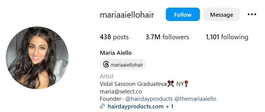 Maria Aiello's Insragram account