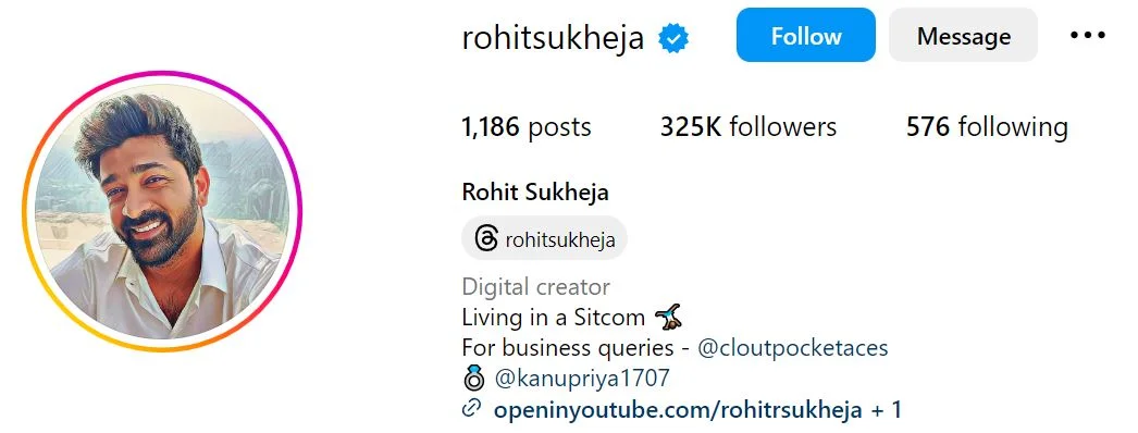 Rohit Sukheja's Instagram account