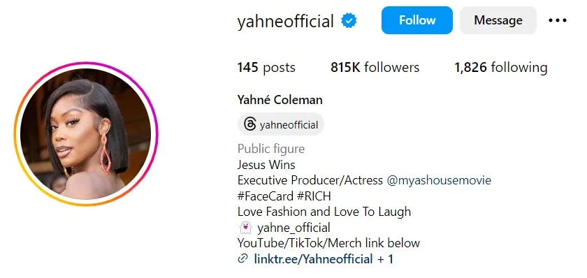 Yahne Coleman's Instagram