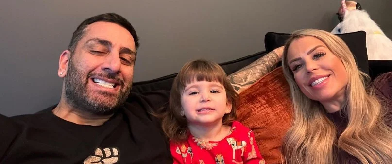Yianni Charalambous with his wife and daughter