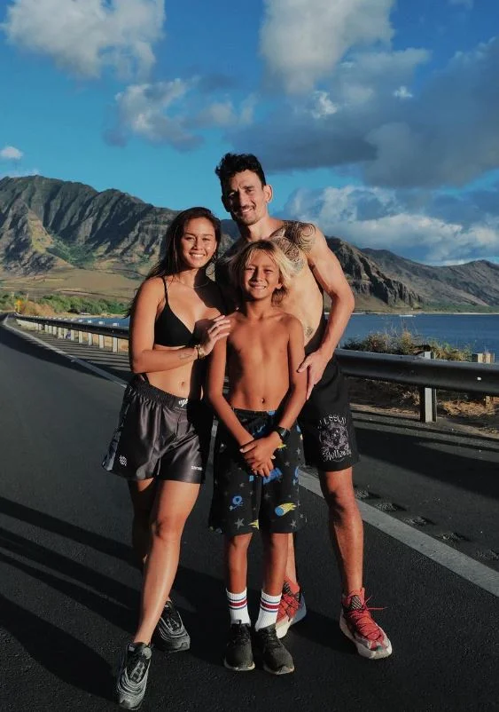 Alessa Quizon with her husband Max Holloway and step-son