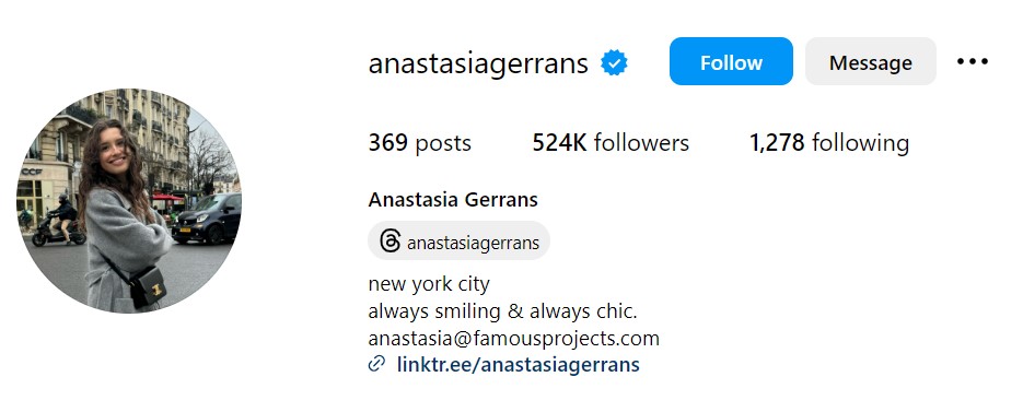 Anastasia Gerrans' Instagram