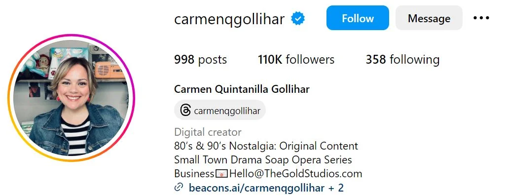Carmen Quintanilla Gollihar's Instagram