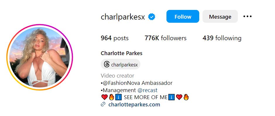 Charlotte Parkes' Instagram