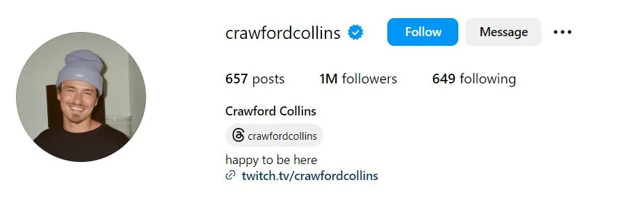 Crawford Collins' Instagram
