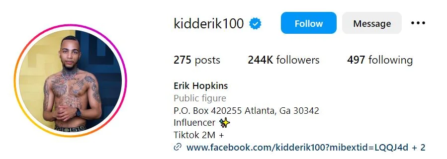 Erik Hopkins' Instagram