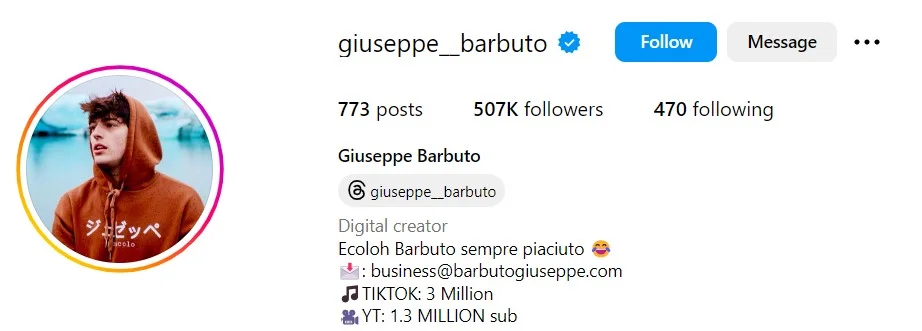 Giuseppe Barbuto's Instagram
