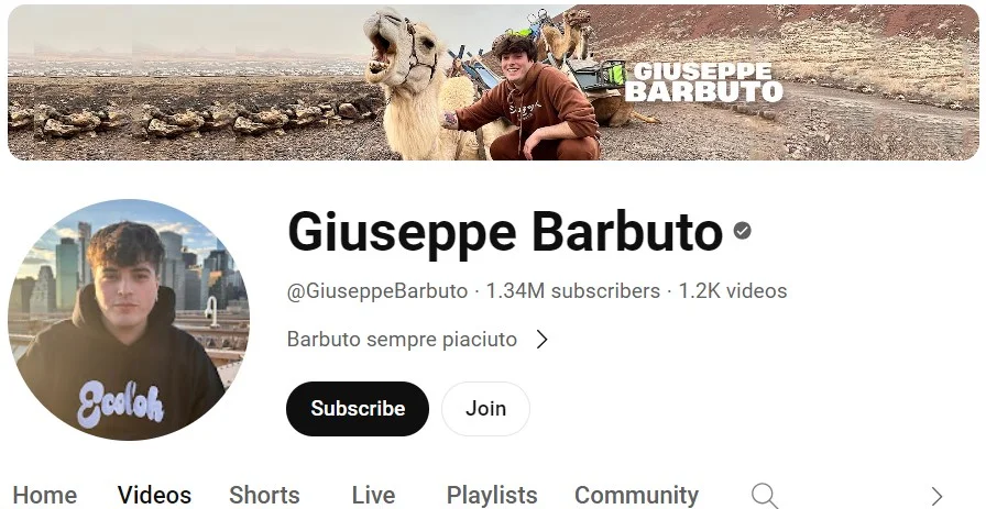 Giuseppe Barbuto's Youtube