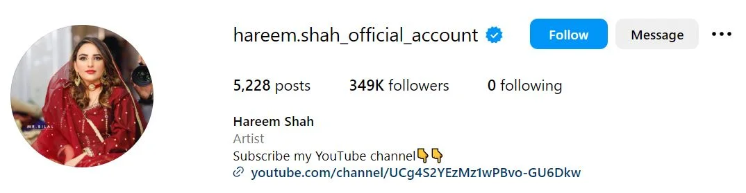 Hareem Shah's Instagram