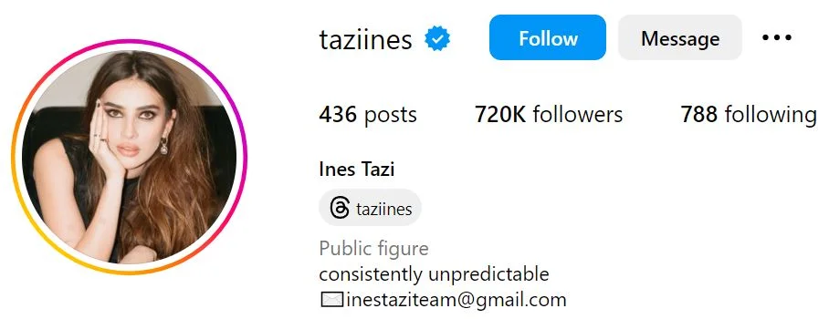 Ines Tazi's Instagram
