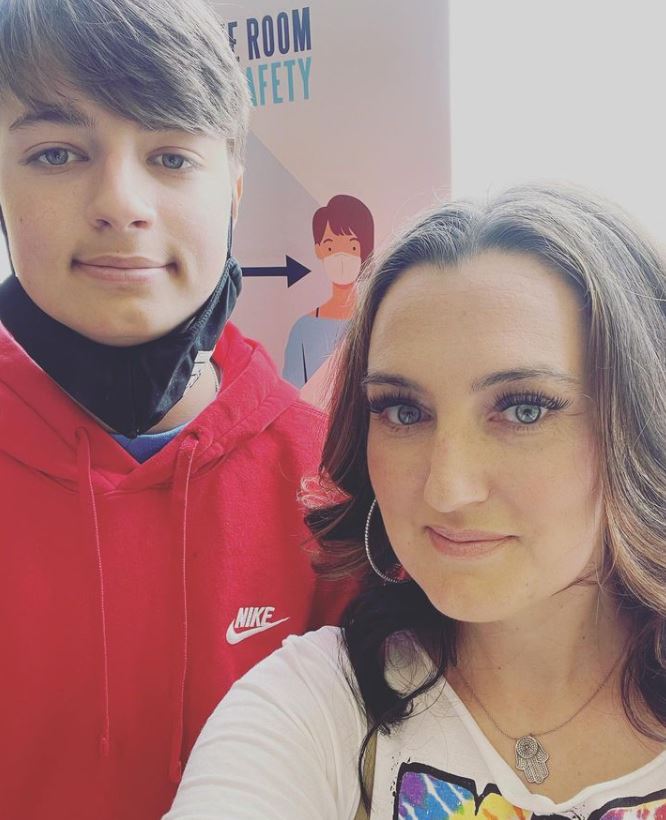 Joanna Lynne with her son
