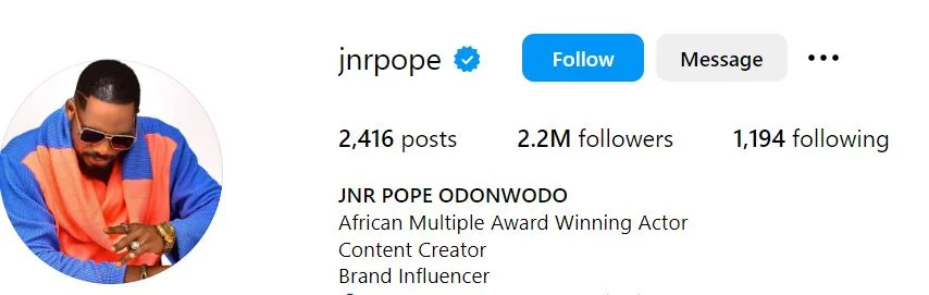 Junior Pope Odonwodo's Instagram