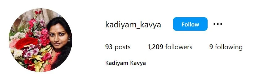 Kadiyam Kavya's Instagram
