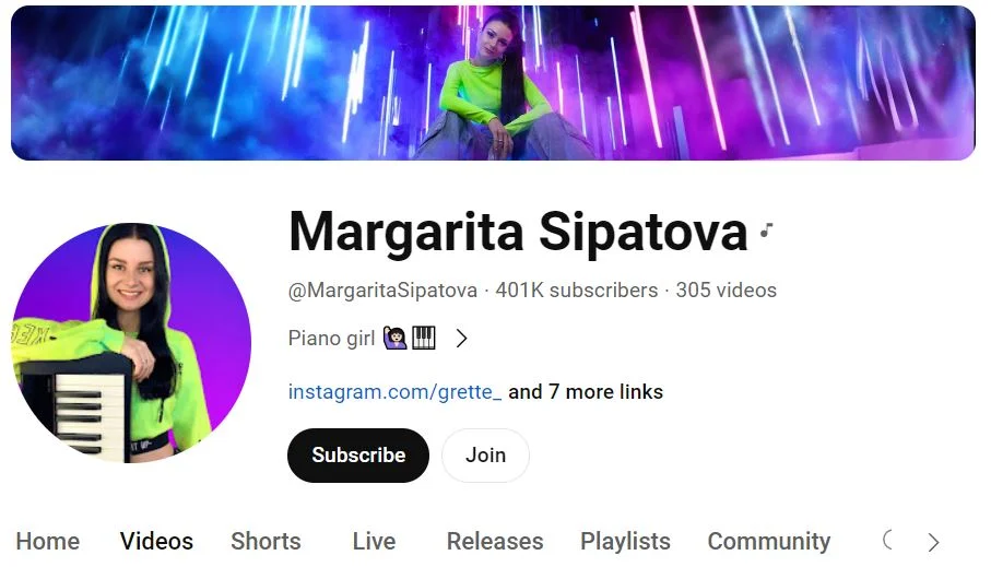 Margarita Sipatova's Youtube