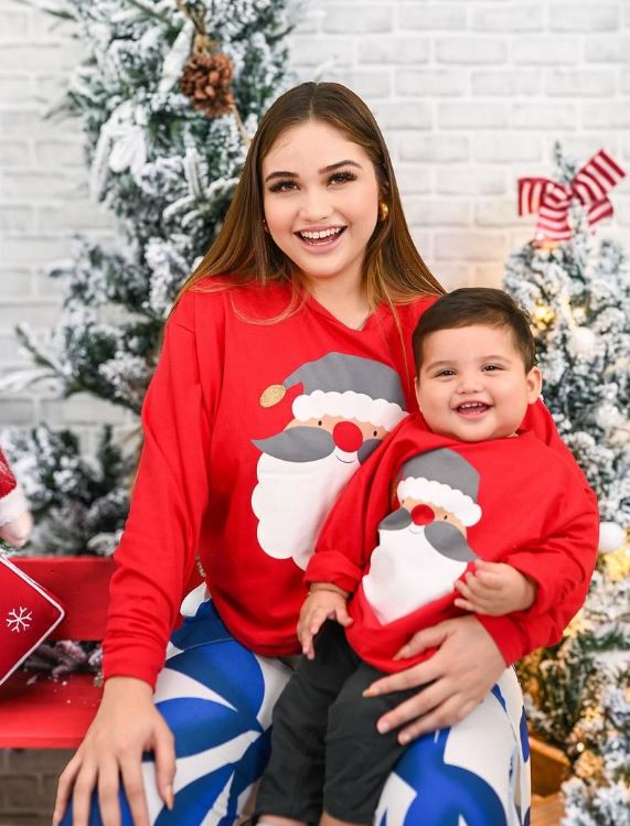 Salma Flores with her son