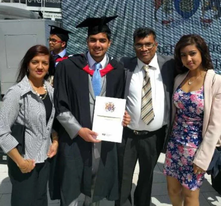 Sanam Harrinanan with her family