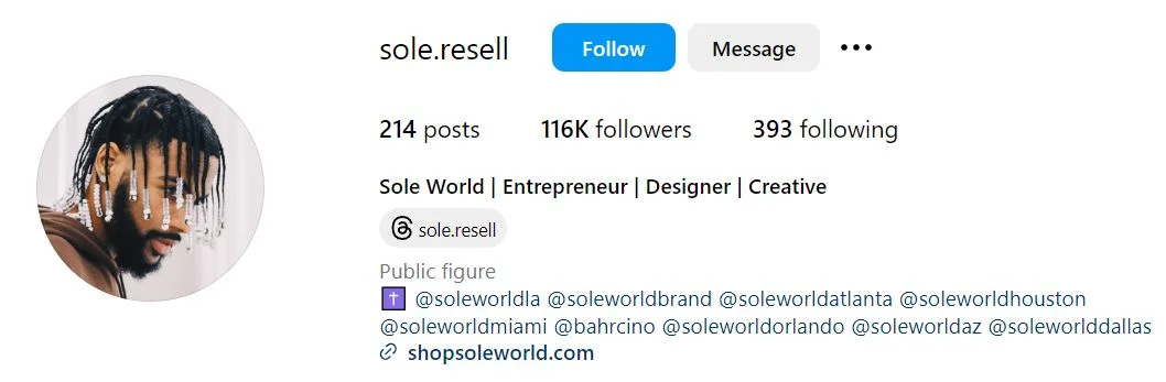 Sole Resell's Instagram