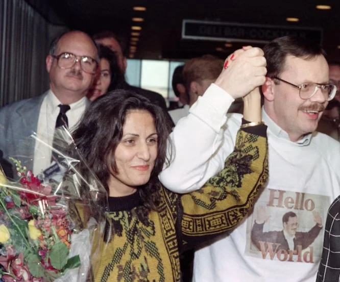 Terry Anderson with his wife Madeleine Bassil