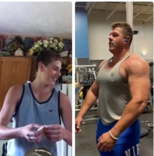 Tristan Huseby now and before
