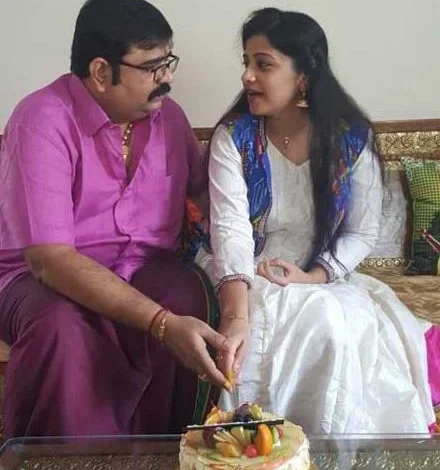 Veena Srivani with her husband'