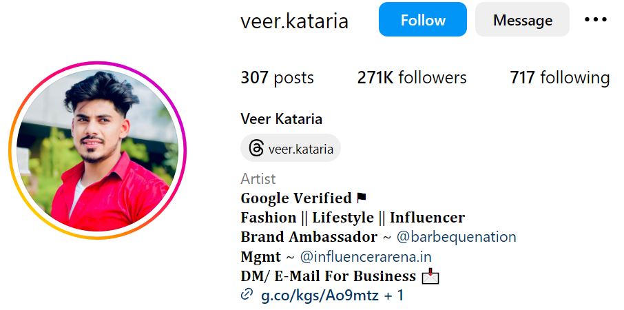 Veer Kataria's Instagram