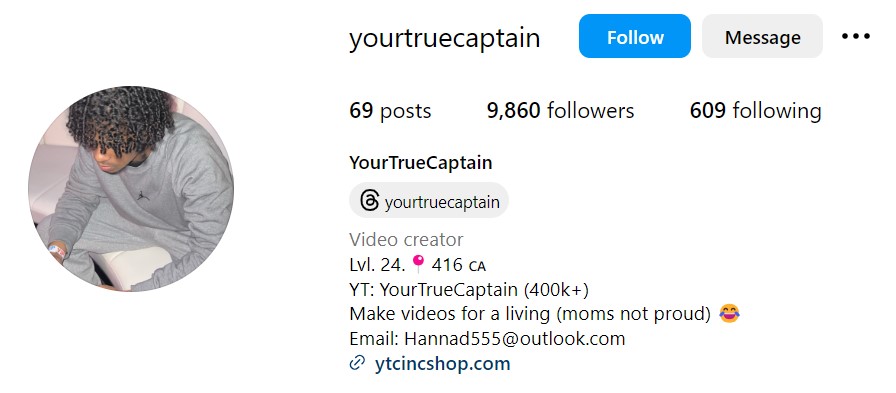 YourTrueCaptain's Instagram