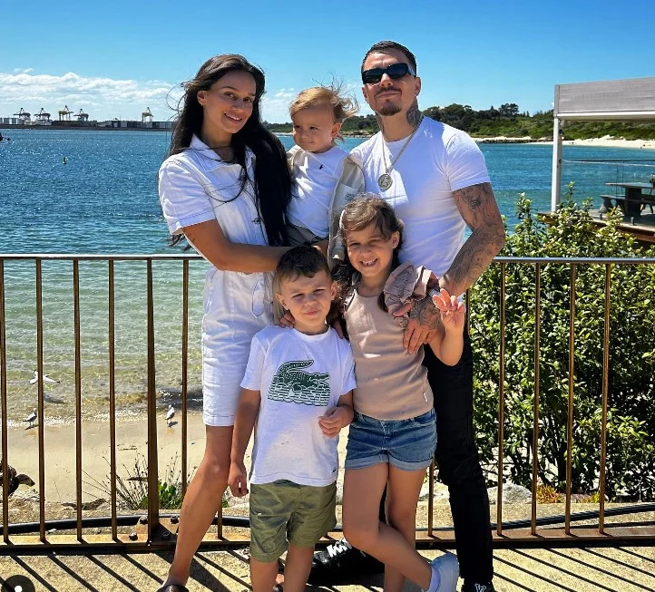 Bec Pereira with her husband George Kambosos Jr and kids