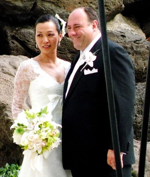 Deborah Lin with her husband James Gandolfini's wedding image