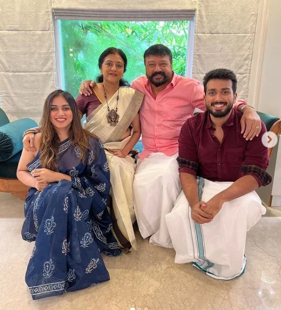 Malavika Jayaram with her parents and brother