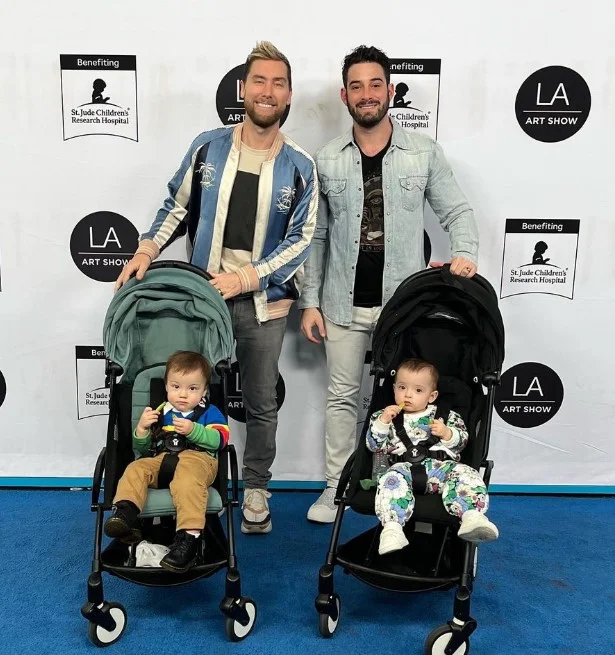 Michael Turchin with his husband Lance Bass and twin kids