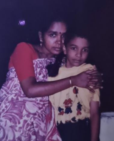 Childhood photo of Madan with his mom