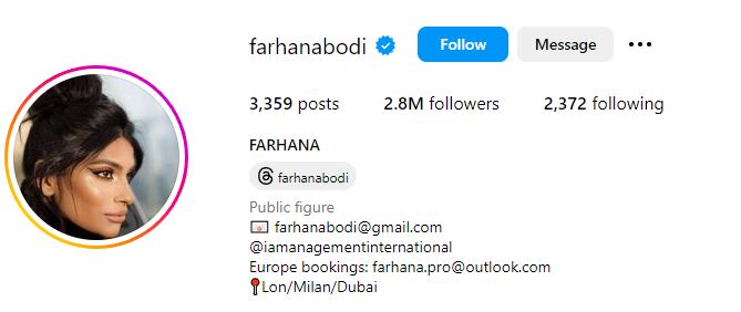 Farhana Bodi's Instagram