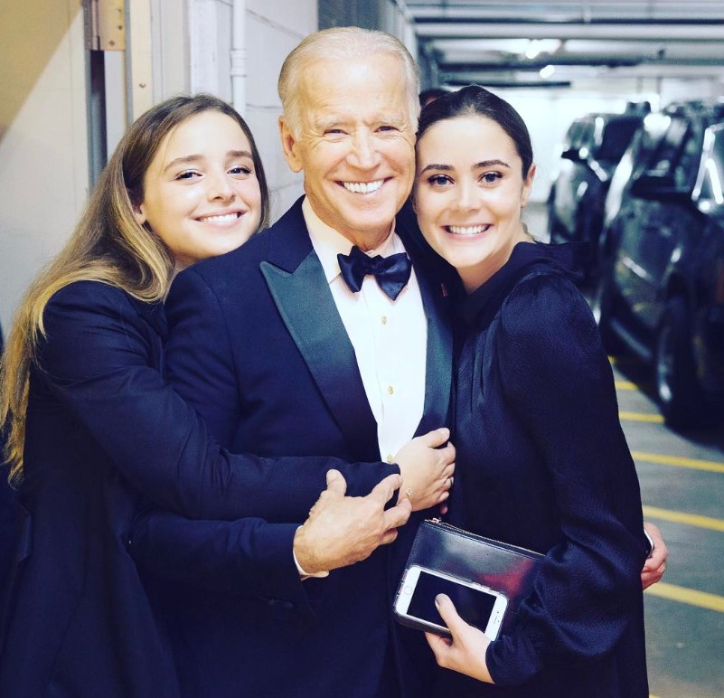 Naomi Biden with her grandfather Joe Biden and sister Finn