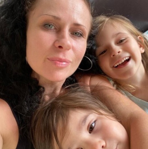Giselle Peacock with her kids